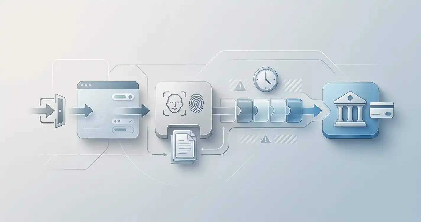 Illustration of a withdrawal journey from request through verification and processing to payout